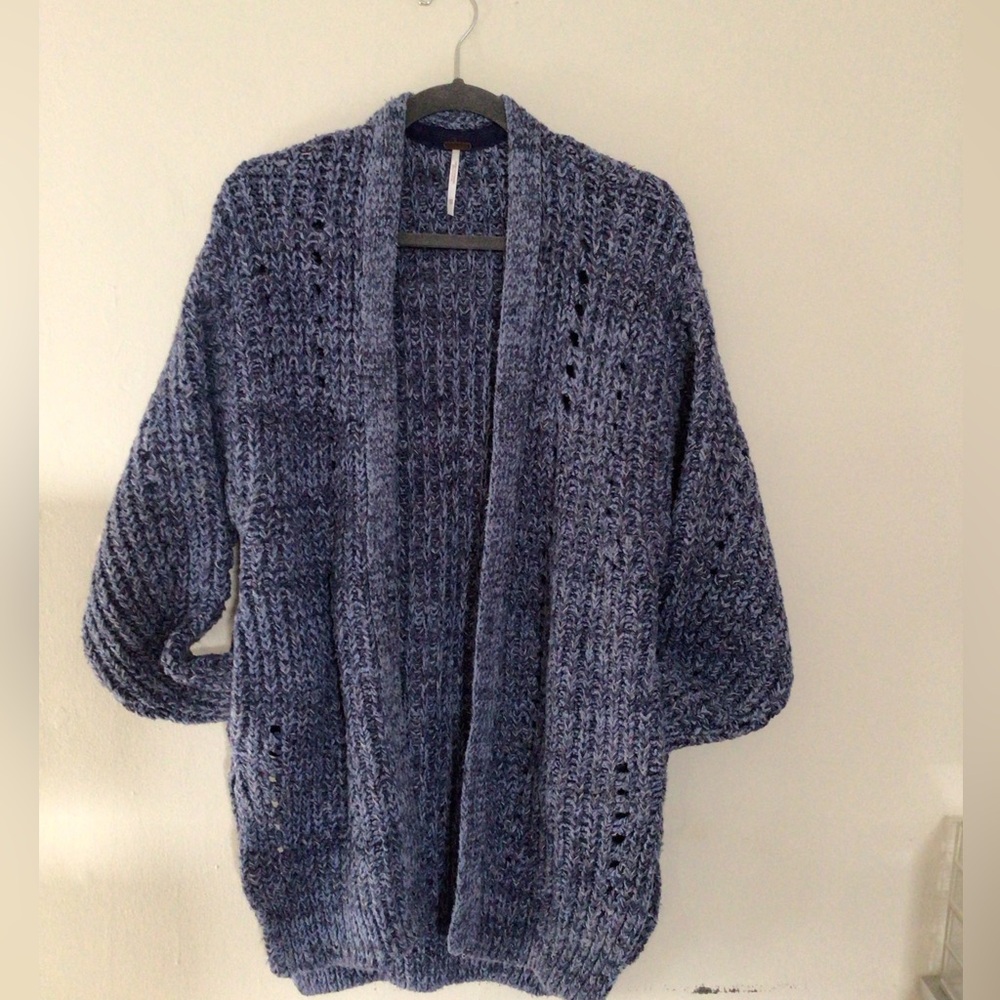 Free People Multi- Colored Chunky Knit Open Front Cardigan in Size XS